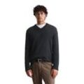 V-Ausschnitt-Pullover MARC O'POLO DENIM "aus zweifarbigem Bio-Baumwoll-Garn" Gr. L, blau Herren Pullover