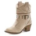 Cowboy Stiefelette LASCANA, Damen, Gr. 35, beige, Obermaterial: 100% Textilmaterial. Futter: 100% Textilmaterial. Decksohle: 100% Lederimitat. Laufsohle: 100% Synthetik, unifarben, modisch, Schuhe Cowboy-Stiefelette Cowboyboots Schlupfboots, Cowboy Boots, Western Stiefelette, Ankleboots VEGAN