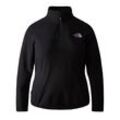 Fleecejacke THE NORTH FACE "PLUS 100 GLACIER FLEECE 1/4 ZIP", Damen, Gr. 2X (50/52), schwarz (tnf schwarz, npf), Fleece, Obermaterial: 100% Polyester, sportlich, hüftlang, hoch geschlossener Ausschnitt, Langarm, Jacken, aus seidenweichem Mikrofleece