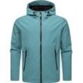 Softshelljacke RAGWEAR "Shellwie Warm" Gr. L (52), blau (ocean) Herren Jacken wasserdichte Übergangsjacke mit großer Kapuze