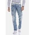 Straight-Jeans CIPO & BAXX "DENIM" Gr. 30, Länge 34, blau (iceblau) Herren Jeans bequeme im trendigen Patchwork-Design, CD617