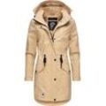 Outdoorjacke NAVAHOO "Deike", Damen, Gr. XS (34), beige, Oberstoff: 50% Polyurethan, 50% Polyester, Futter: 100% Polyester, Ärmelfutter: 100% Polyester, modisch, tailliert Po-bedeckend, Langarm Ärmel ohne Ärmelschlitz normaler Saum mit Druckknopf, Jacken, modischer Damen Outdoor Regenmantel