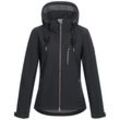 Softshelljacke DEPROC ACTIVE "PEAK CREEK WOMEN", Damen, Gr. 36 (S), schwarz, 96% Polyester; 4% Elasthan, sportlich, körpernah, Langarm gerader Abschluss mit Gummizug, Jacken, mit abnehmbarer Kapuze