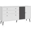 Sideboard FORTE "Harllson EasyKlix by Forte", weiß (weiß, uni wolfram grau), B:159,2cm H:86,5cm T:41,5cm, FSC-zertifizierter Holzwerkstoff, Sideboards, die neue geniale Art Möbel aufzubauen