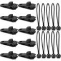 Memkey - 20 Stück Zelt-Clips, Planen-Clips, multifunktionale Markisenklemme, inklusive 10 elastischen Gummispannern, für Outdoor-Camping, Zelte,