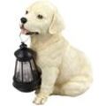 Solarleuchte Hund Garten Solar Dekoleuchte Solarlampe für Außen, Labrador mit Laterne, Akku, 1x led, LxBxH 15,5x23,5x25 cm