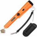 Mumu - Tragbar Metallsuchgerät, Metall PinPointer IP66 Wasserdichter mit eingebautem led Indicator/Alarm Licht/ 360° Scan/Holster für Goldmünze Hunt,