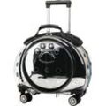 Hundetrolley Transporttasche Tragetasche für Tiere Trolley 2-in-1 Haustierrucksack Hundetasche Schwarz