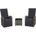 Bonnevie - 3-tlg. Bistro-Set mit Auflagen Poly Rattan Grau CFW265998