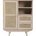 Sideboard SALESFEVER, beige (natur), B:70cm H:85cm T:36cm, MDF, Furnier, Geflecht Rattan, Sideboards, Kommode, Tür und Schubladenfronten aus Rattangeflecht, Wiener Geflecht