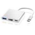 4K-USB-C-zu-HDMI-Adapter, Typ-C-Hub-zu-HDMI-Adapter-Konverter mit usb 3.0-Anschluss und USB-C-Ladeanschluss, kompatibel mit MacBook Pro, Google