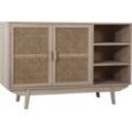 Sideboard SALESFEVER Sideboards Gr. B/H/T: 100cm x 65cm x 36cm, Sideboard 100x36cm Rattangeflecht, beige (natur) kommode mit Türfronten aus Rattangeflecht, Wiener Geflecht