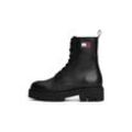 Schnürboots TOMMY JEANS "TJW URBAN LACE UP BOOT" Gr. 38, schwarz Damen Schuhe Blockabsatz, Schnürstiefelette, Chunky Boots, seitliche Logoflagge