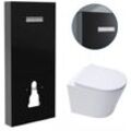 Vitra - WC-Pack Vorwandelement aus Sicherheitsglas/Aluminium mit integrierter Betätigungsplatte + sat wc Spülrandlos + Softclose WC-Sitz