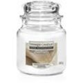 Yankee Candle Duftkerze Mittleres Glas White Linen & Lace 340 g, weiß Kerze Duft Kerze