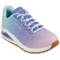 Sneaker SKECHERS "UNO 2 OMBRE AWAY", Damen, Gr. 35, blau (blau kombiniert), Lederimitat, sportlich, Schuhe Modernsneaker Sneaker low, in leuchtender Farbkombi, Freizeitschuh, Halbschuh, Schnürschuh