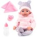 Babypuppe BAYER "Reborn Baby, 38 cm Bärenmuster", rosa (rosa, grau), Puppen, Kinder