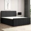 Boxspringbett MALIBU mit Bettkasten 180 x 200 cm Webstoff Schwarz Bett Bettkasten und Fussteil