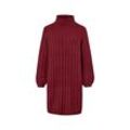 Geripptes Strickkleid mit Stehkragen - Bordeaux - Gr.: M