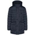 Parka BUGATTI Gr. 50, blau (marine), Herren, 100% Polyester, unifarben, Jacken, mit abtrennbarer Kapuze