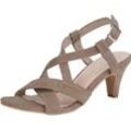 Sandalette, Damen, Gr. 35, grau (taupe), Leder, Veloursleder, feminin, Schuhe Riemchensandale Brautschuh