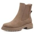 Chelseaboots TAMARIS Gr. 37, braun (camel) Damen Schuhe Blockabsatz, Combat-Boots, Stiefelette mit Stretcheinsatz