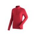 Fleecepullover MAIER SPORTS "Jenna Rec" Gr. 36, rot, Damen, 100% Polyester (recycled), Sweatshirts, Damen Midlayer, elastisches und pflegeleichtes Half-Zip Fleece