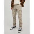 Cargohose JACK & JONES "STACE TUCKER", Herren, Gr. 33, Länge 36, beige (dune), Obermaterial: 97% Baumwolle, 3% Elasthan, normal, Hosen