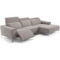 Stoff Ecksofa bella Rechts Hellgrau s: 253 x 163 Breite x 100 Tiefe Füße: Matt-Schwarz - Hellgrau - Sofanella