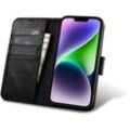 2in1 Hülle Leder Flip Cover iPhone 14 Plus Anti-RFID Öl Wachs Wallet Case Schwarz