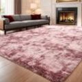 Wohnzimmer Hochflor Teppich, Plüsch Shaggy Teppiche für Schlafzimmer, Wohnzimmer, Flur - 80x120cm Rosa Púrpura