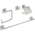 Grohe - QuickFix - Start Cube - 4-in-1 Badezimmer-Accessoire-Set - Supersteel Finish 41115DC0 (zum Aufschrauben oder Aufkleben)