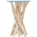 Couchtisch mit Glasplatte 35x35x50 cm Massivholz Teak Vidaxl