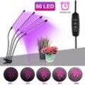 Tolletour - vingo Pflanzenlampe led Vollspektrum Pflanzenlicht 80 LEDs, 4 Köpfe Grow Lampe Pflanzenleuchte Wachstumslampe für Pflanzen, 10 Dimmstufen