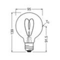 OSRAM LED Vintage G95 E27 7,2W 927 Heart Filament klar dim