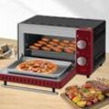 Woltu - Mini Backofen 10 Liter, 650 Watt Toasterofen Pizzaofen Krümelblech mit Timer Minibackofen für Pizza, Toast, Hot Dogs rot + schwarz