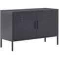 Beliani - Metallschrank Schwarz Stahl 100 x 40 x 65 cm Sideboard mit hohen Füßen Türen Griffen Regalboden Wohnzimmer Büro Arbeitszimmer Flur Bad