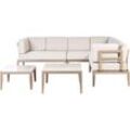 Beliani - Lounge Set Sandbeige und Hellbeige Aluminium mit Auflagen 2 Tische für 6 Personen Garten Terrasse Balkon