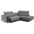 Leder Ecksofa deltona Rechts Grau 261 x 113 x 78 cm Füße: Schwarz - Grau - Sofanella