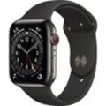 Apple Watch Series 6 (2020) GPS + Cellular 40 mm - Rostfreier Stahl Graphit - Sportarmband Schwarz