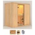 Sauna KARIBU "Vada", beige (naturbelassen), Saunaofen, integrierte Steuerung, 9 kW, Saunen, 9 KW-Ofen mit integrierter Steuerung