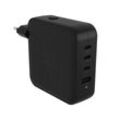 TARGUS Schnelllade-Gerät "HyperJuice 100W GaN Travel Charger 3x USB-C + 1x USB-A", Ladegeräte, schwarzB:11cm H:5,5cm T:18,5cm