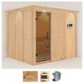 Sauna KARIBU "Gitte", beige (naturbelassen), Saunaofen, externe Steuerung, 9 kW, Saunen, 9-kW-Ofen mit externer Steuerung