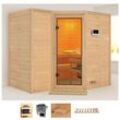 Sauna KARIBU "Sanna 2", beige (naturbelassen), Saunaofen, externe Steuerung, 9 kW, Saunen, 9-kW-Ofen mit externer Steuerung