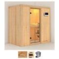 Sauna KARIBU "Vada", beige (naturbelassen), Bio-Ofen, externe Steuerung, 9 kW, Saunen, 9 KW-Bio-Ofen mit externer Steuerung