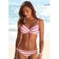 Bügel-Bikini VENICE BEACH Gr. 36, Cup B, rosa (rosa, weiß) Damen Bikini-Sets mit gewebten Streifen