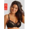 Bügel-BH NUANCE Gr. 100, Cup E, schwarz (schwarz, weiß) Damen BHs mit schöner Stickereispitze, Dessous