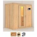 Sauna KARIBU "Vada", beige (naturbelassen), Saunaofen, externe Steuerung, 9 kW, Saunen, 9 KW-Ofen mit externer Steuerung