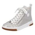 Sneaker RIEKER Gr. 38, grau (grau, silberfarben) Damen Schuhe High Top-Sneaker, Freizeitschuh, Schnürschuh mit Plateausohle