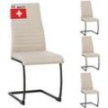 Freischwinger Stuhl turano 4er Set, Beige- Esszimmerstuhl Schwingstuhl mit Modernem Design, Stoff-Bezug, Dicke Polsterung - Küchenstuhl,